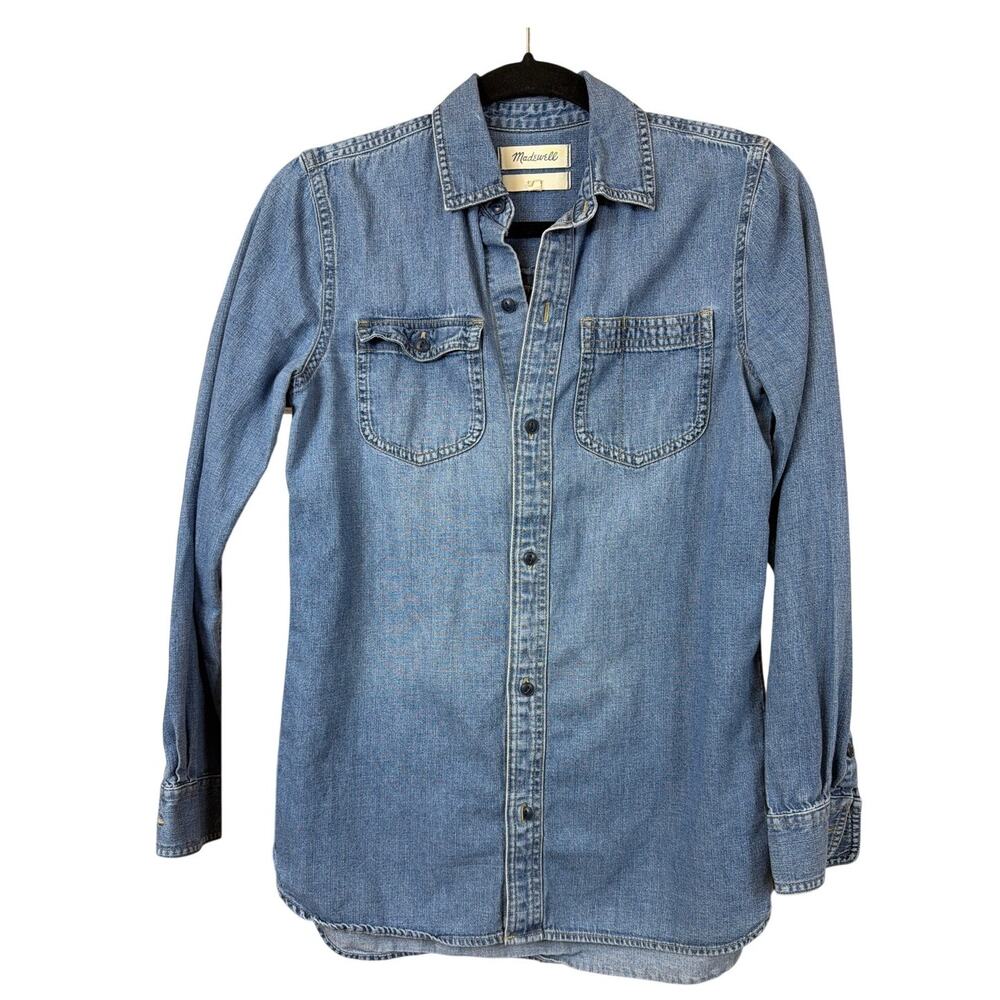 Madewell Blue Denim Long Sleeve Button Up Shirt Made in Lithuania Size XS